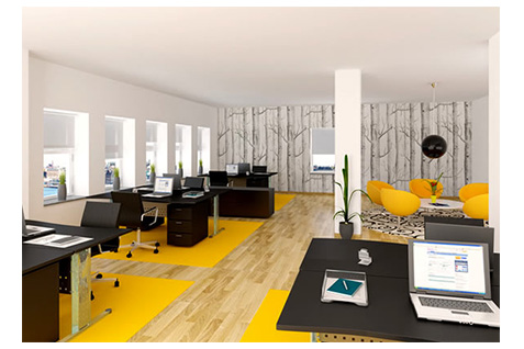 escritorios amarelos