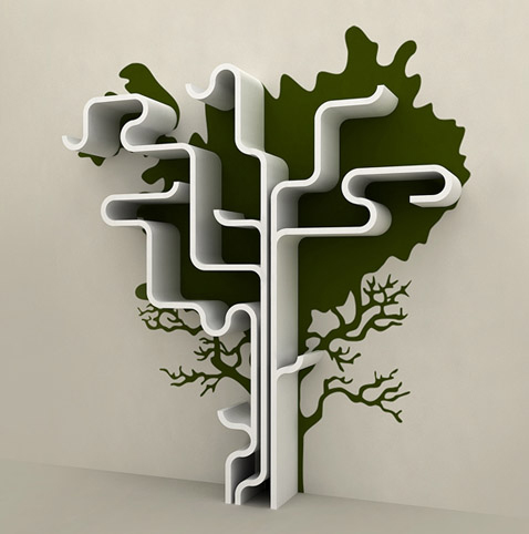 estante arvore com adesivo