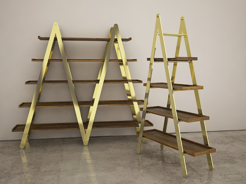 estante escada dourada