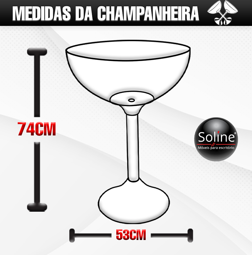 champanheira acrílica medidas.