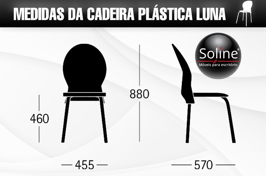 cadeira plástica Luna, medidas da cadeira