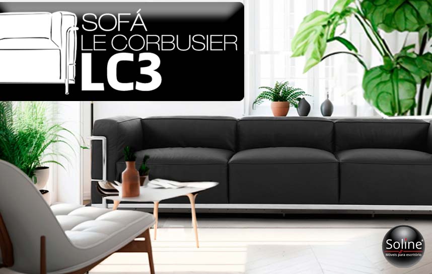 sofá le corbusier lc3 de 3 lugares feminino, soline moveis qualidade e designer para seu escritório ou home office, variedade de moveis para seu ambiente, confira.
