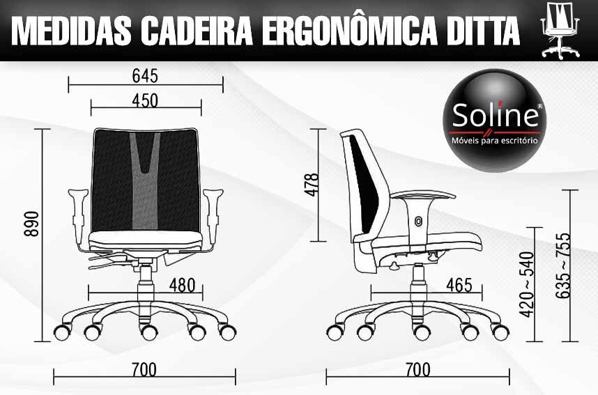 Dimensões da Cadeira Ergonômica Diretor Sky NR17: cadeira Ditta com designer para qualquer ambiente confira, melhor preço só aqui na soline moveis.