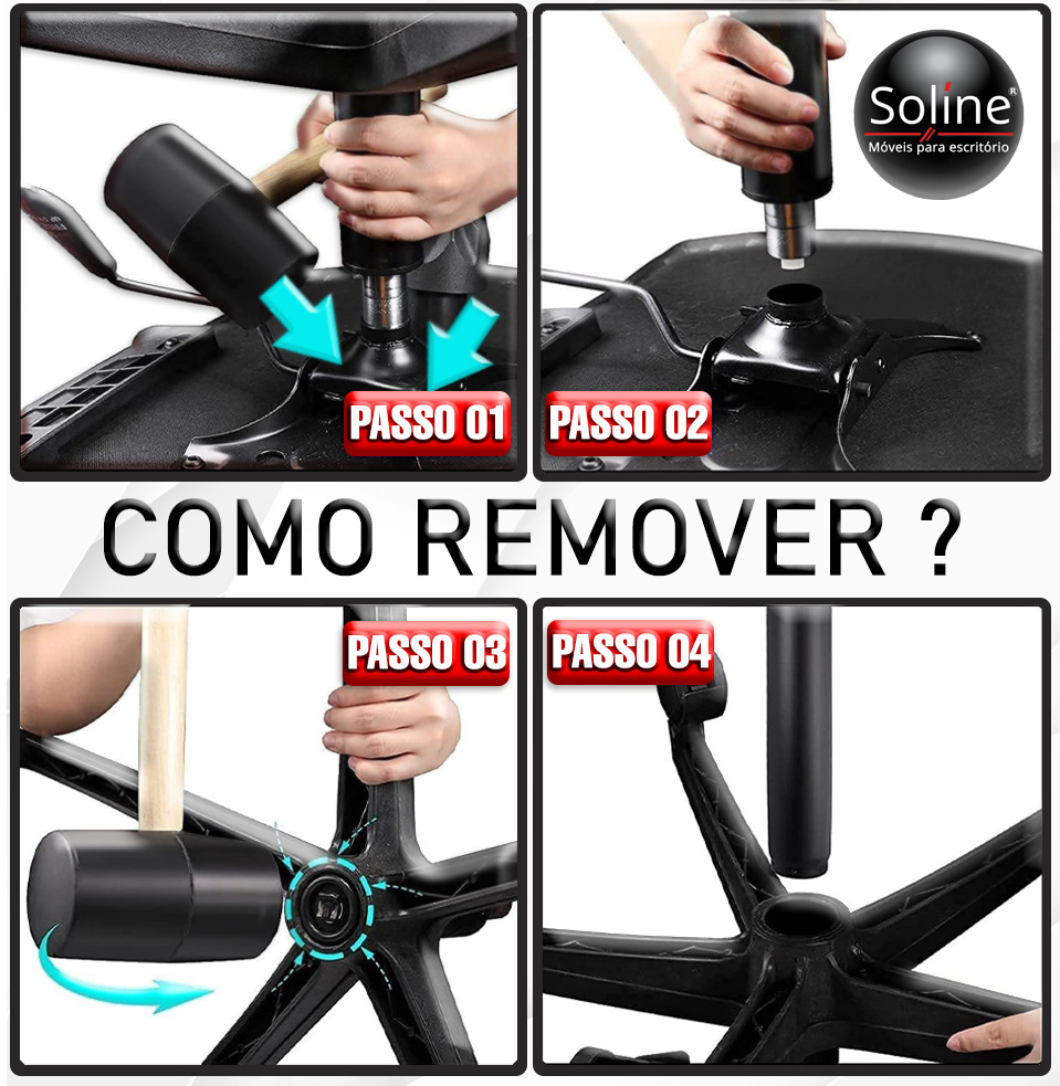 Passo a Passo como remover o Pistão da cadeira.