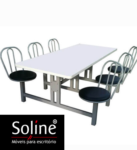Mesa Refeitório 6 cadeiras giratórias