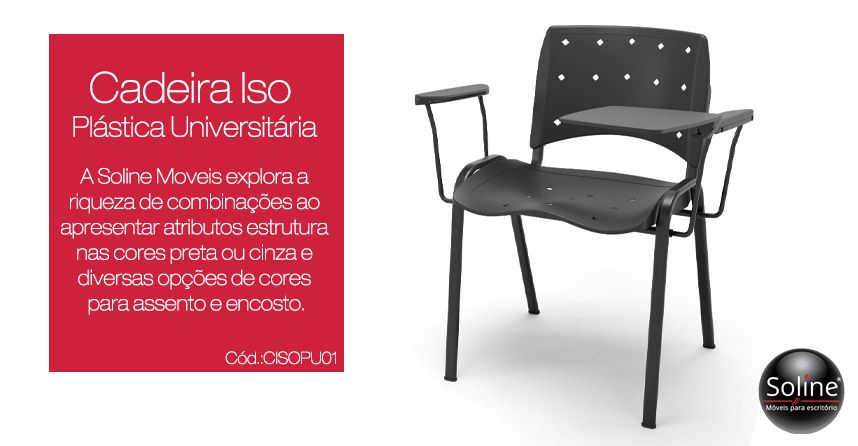 Cadeira Iso plástica universitária, soline moveis variedade de cadeiras para seu ambiente confira.