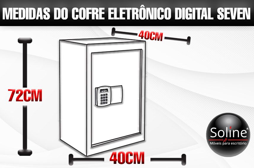 Cofre Eletrônico Digital Seven, qualidade de cofres só aqui na soline moveis, variedade de cofres, digitais, mecânicos, concretados, entre outros confira.