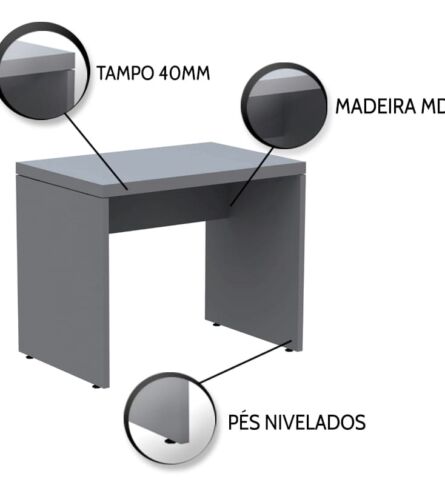 Mesa Escritório Escrivaninha 90x60 Tampo 40mm