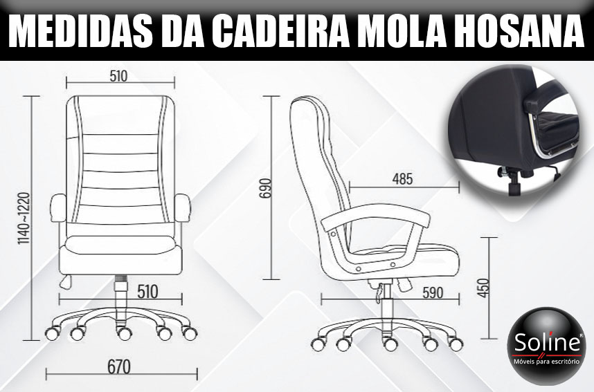 Cadeira Presidente com Mola Hosana medidas 01