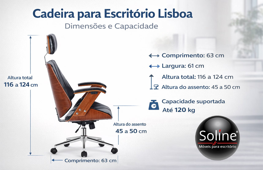 Cadeira Lisboa versátil para escritório, consultório e home office