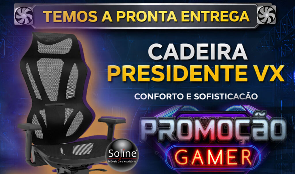 Cadeira Presidente VX moderna com design futurista e estrutura resistente