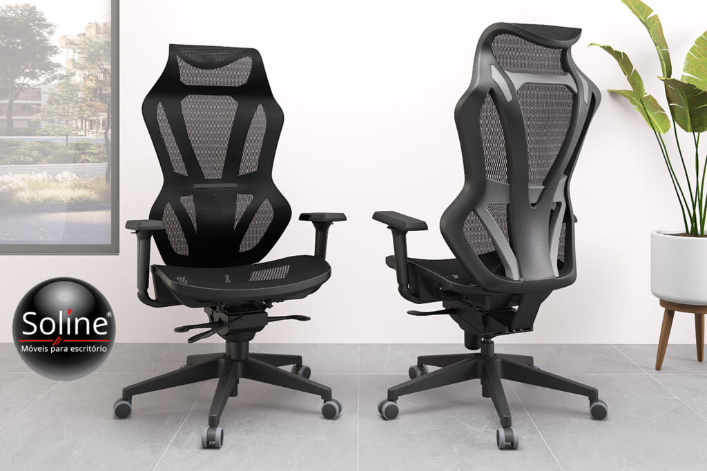 Cadeira Presidente VX ergonômica com tela respirável e design moderno